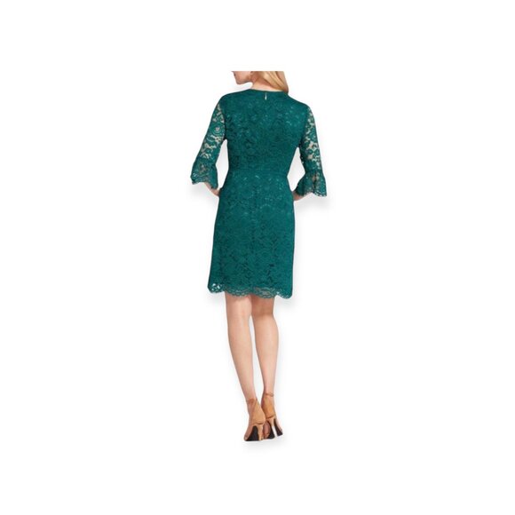 Draper James Deep Teal Lace Bell Sleeve Cocktail Dress - Size 8 - Picture 3 of 6